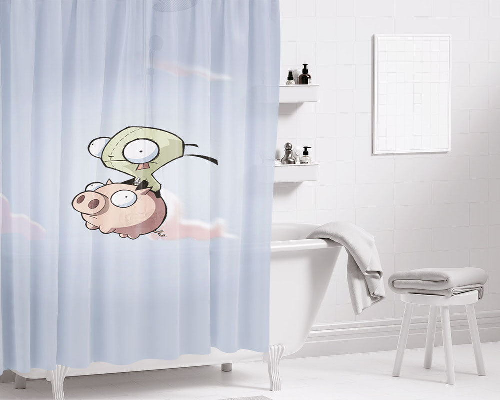 Invader Zim Netflix Cartoon Series Bathroom Shower Curtain Fabric Waterproof | 66 X 72 Inch