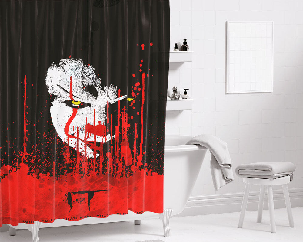 It Movie Bathroom Shower Curtain Fabric Waterproof | 66 X 72 Inch
