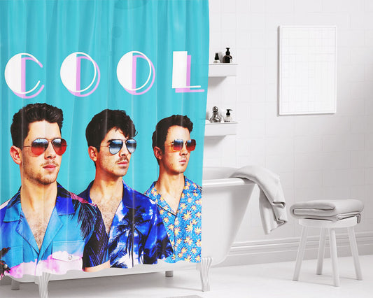 Jonas Brother Cool Wallpaper Bathroom Shower Curtain Fabric Waterproof | 66 X 72 Inch