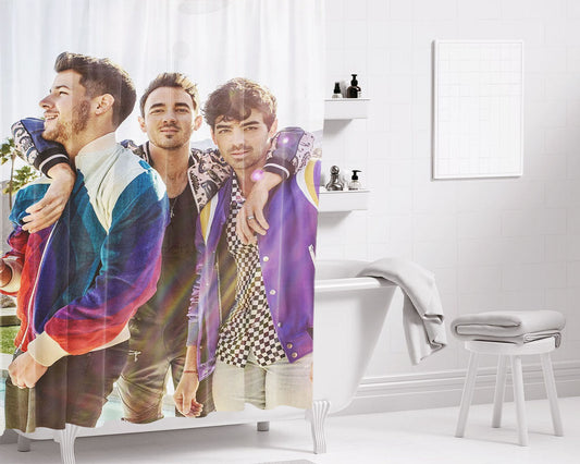Jonas Brothers Photos Bathroom Shower Curtain Fabric Waterproof | 66 X 72 Inch