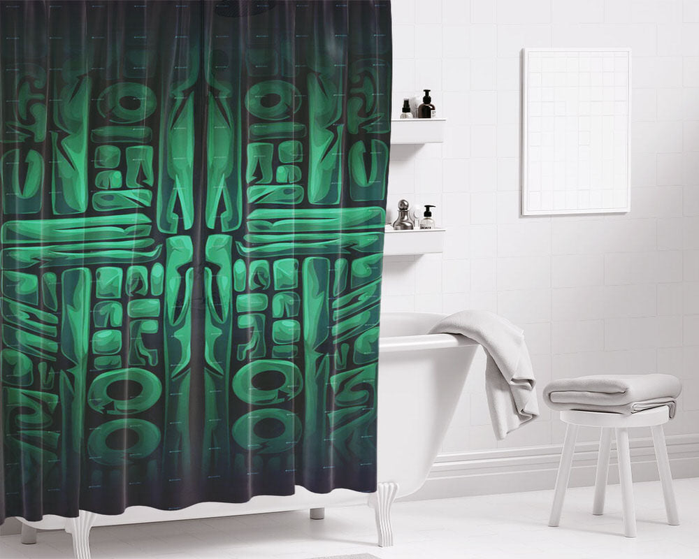 Jungle Shamans Mobile Back Bathroom Shower Curtain Fabric Waterproof | 66 X 72 Inch
