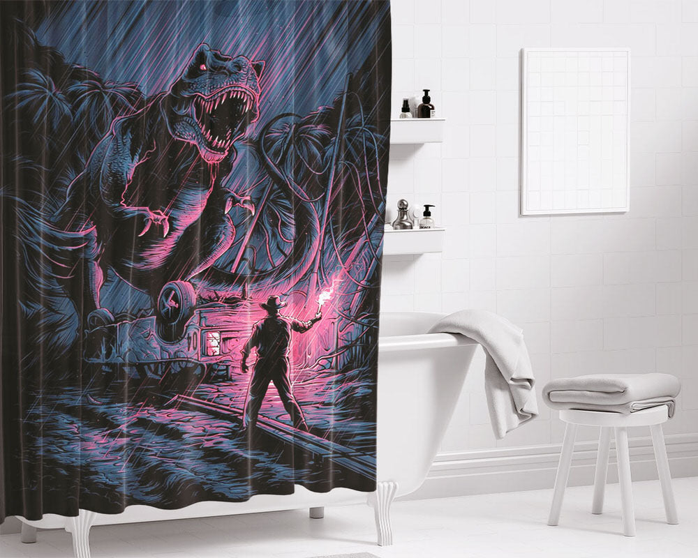 Jurrasic Park Dan Mumford Bathroom Shower Curtain Fabric Waterproof | 66 X 72 Inch