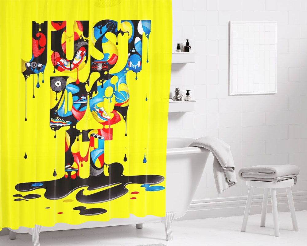 Just Do It Splash Art Bathroom Shower Curtain Fabric Waterproof | 66 X 72 Inch
