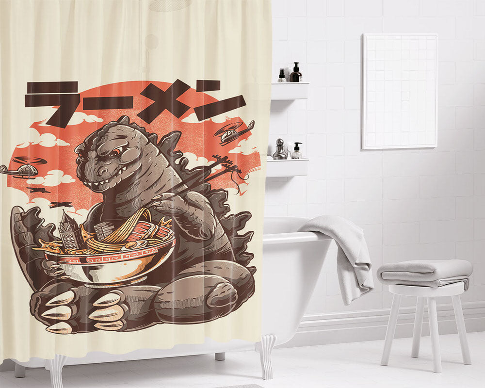 Kaiju’S Ramen Bathroom Shower Curtain Fabric Waterproof | 66 X 72 Inch