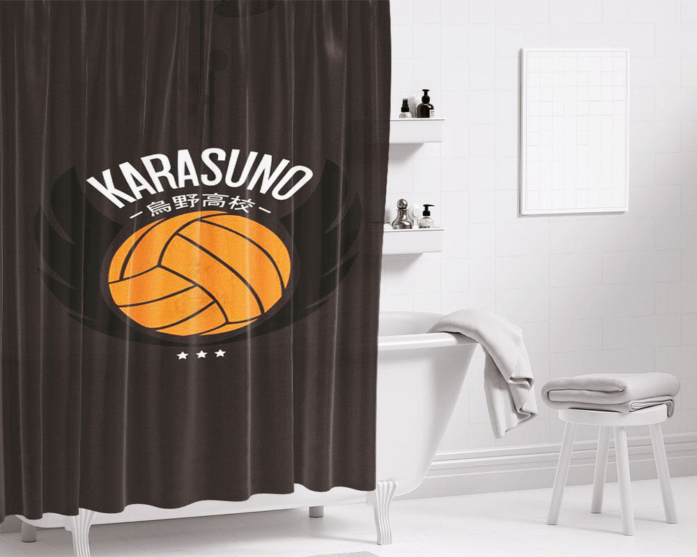 Karasuno Logo Volleyball Bathroom Shower Curtain Fabric Waterproof | 66 X 72 Inch