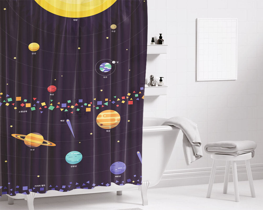 Kids Posters Bathroom Shower Curtain Fabric Waterproof | 66 X 72 Inch