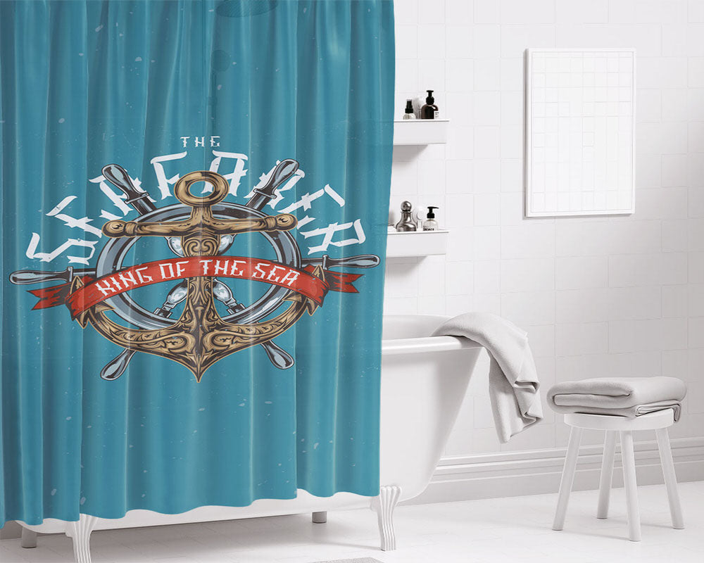 King Of The Sea Bathroom Shower Curtain Fabric Waterproof | 66 X 72 Inch