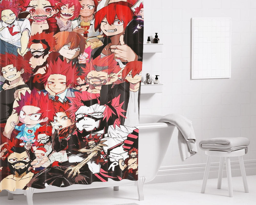 Kirishima Eijiro Photo Collages Bathroom Shower Curtain Fabric Waterproof | 66 X 72 Inch