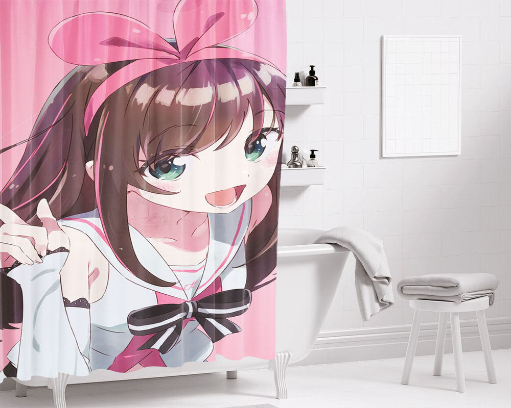 Kizuna Ai Bathroom Shower Curtain Fabric Waterproof | 66 X 72 Inch