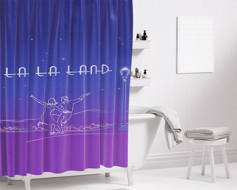 La La Land Line Art Bathroom Shower Curtain Fabric Waterproof | 66 X 72 Inch