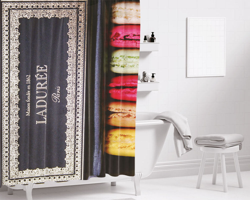 Laduree Macaron Bathroom Shower Curtain Fabric Waterproof | 66 X 72 Inch
