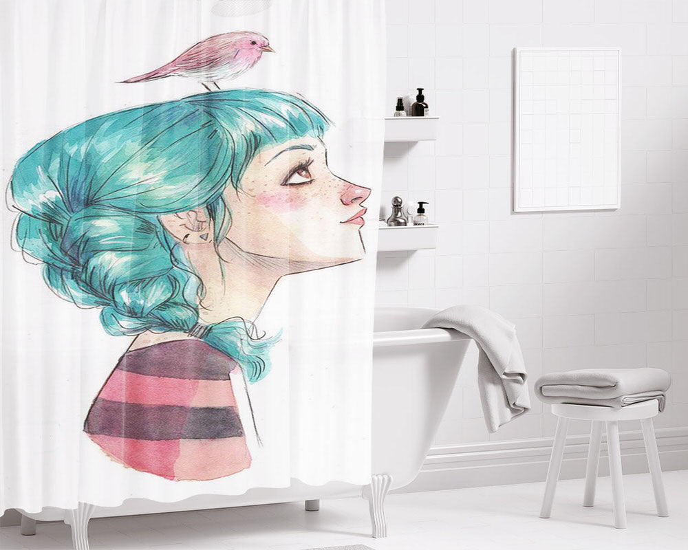 Lamina Esther Gili Bathroom Shower Curtain Fabric Waterproof | 66 X 72 Inch