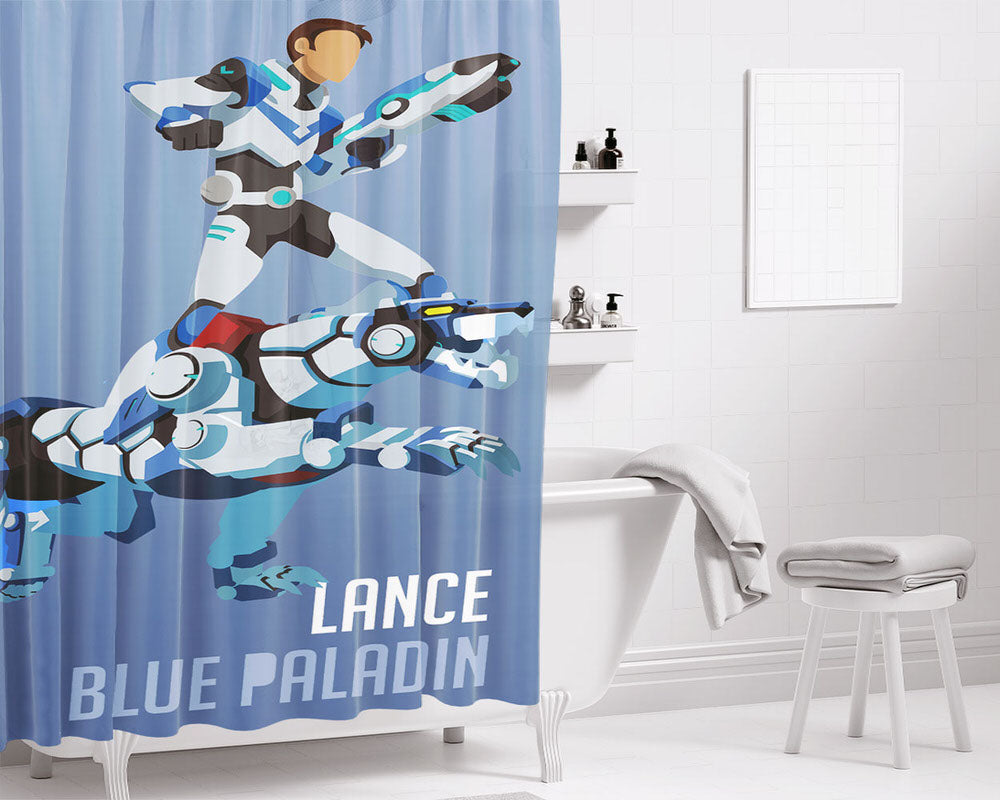 Lance Blue Paladin Bathroom Shower Curtain Fabric Waterproof | 66 X 72 Inch