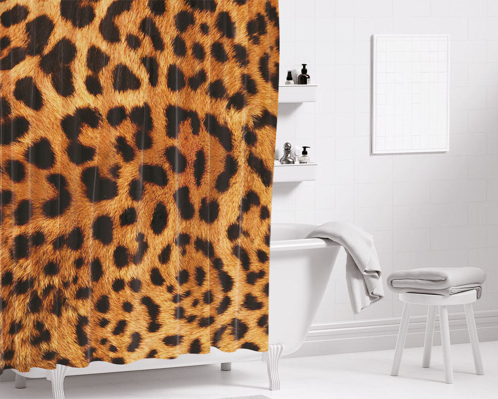 Leopard Skin Bathroom Shower Curtain Fabric Waterproof | 66 X 72 Inch