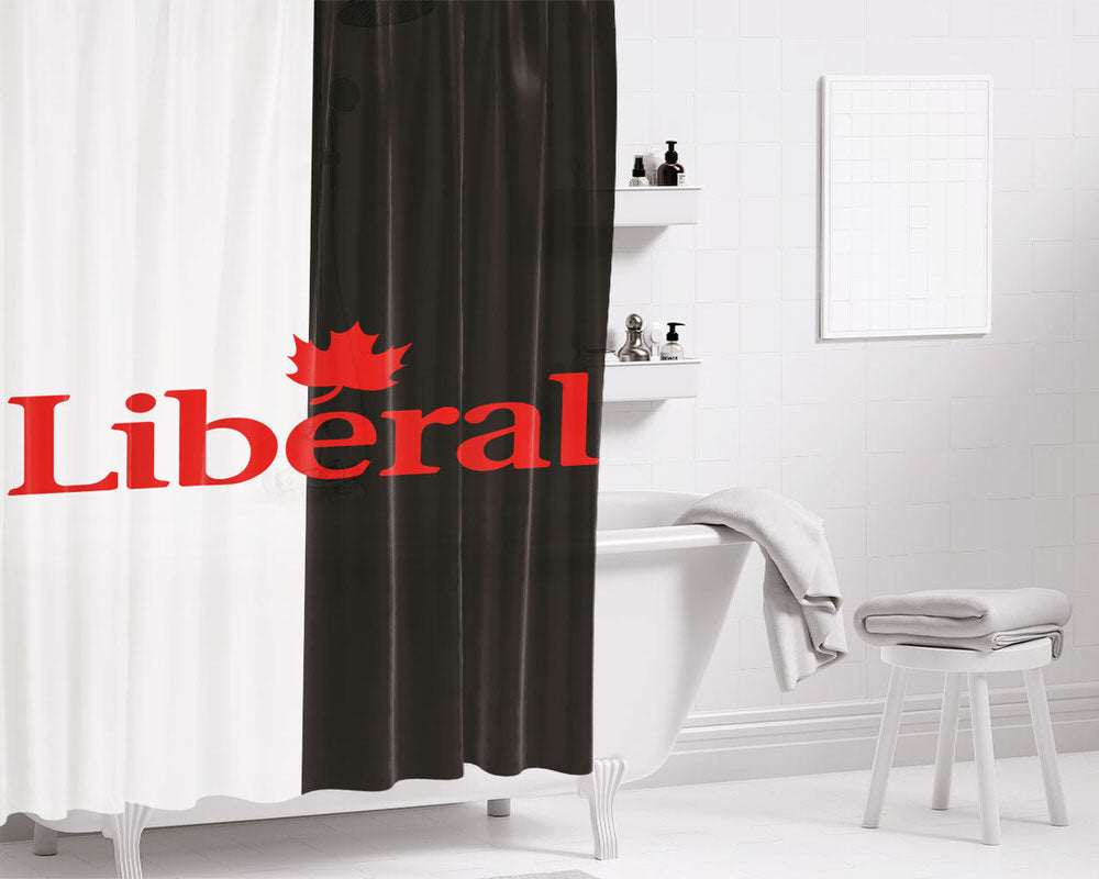 Liberal White Black Bathroom Shower Curtain Fabric Waterproof | 66 X 72 Inch