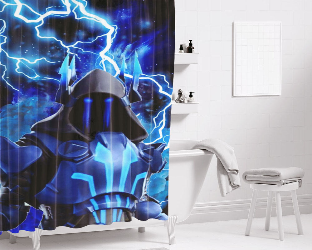 Lightning Blue Ice King Bathroom Shower Curtain Fabric Waterproof | 66 X 72 Inch