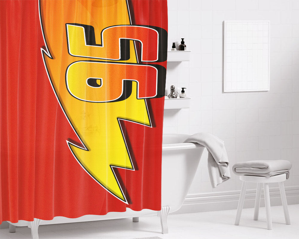 Lightning Mcqueen 95 Bathroom Shower Curtain Fabric Waterproof | 66 X 72 Inch