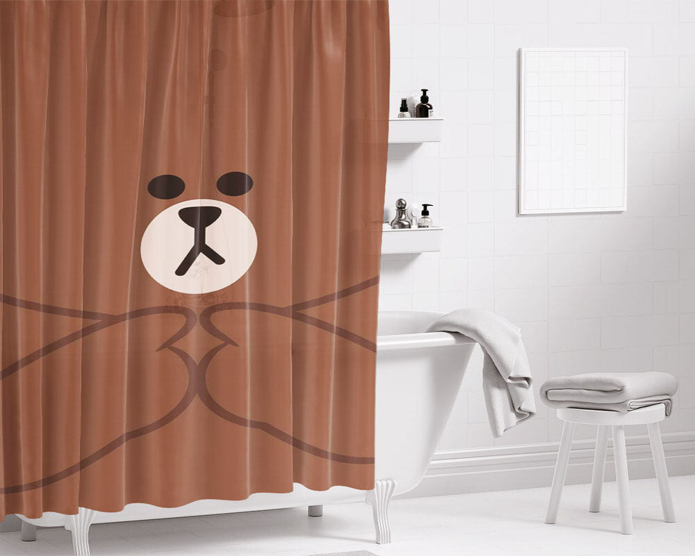 Line Brown Confused Bathroom Shower Curtain Fabric Waterproof | 66 X 72 Inch