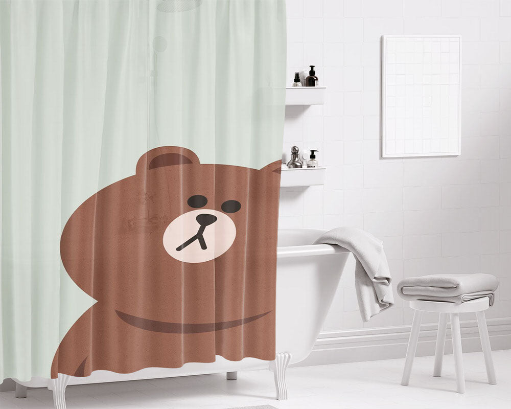 Line Brown Looking Up Bathroom Shower Curtain Fabric Waterproof | 66 X 72 Inch