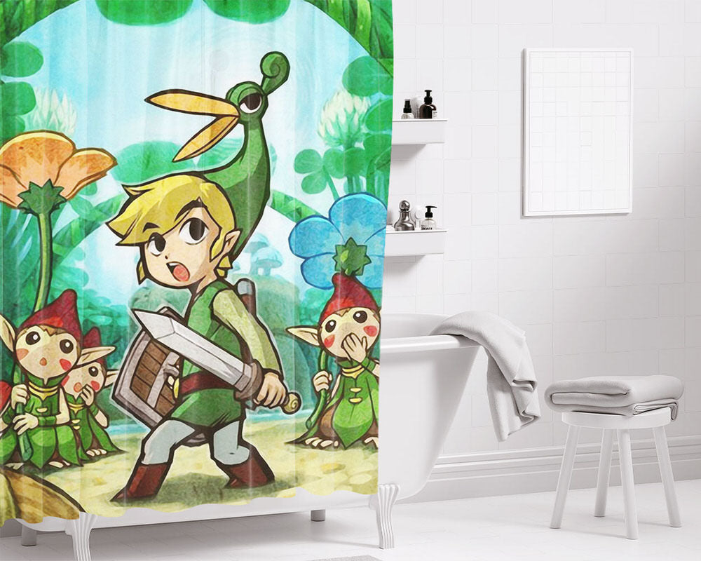 Link Art Forest Illustration Bathroom Shower Curtain Fabric Waterproof | 66 X 72 Inch