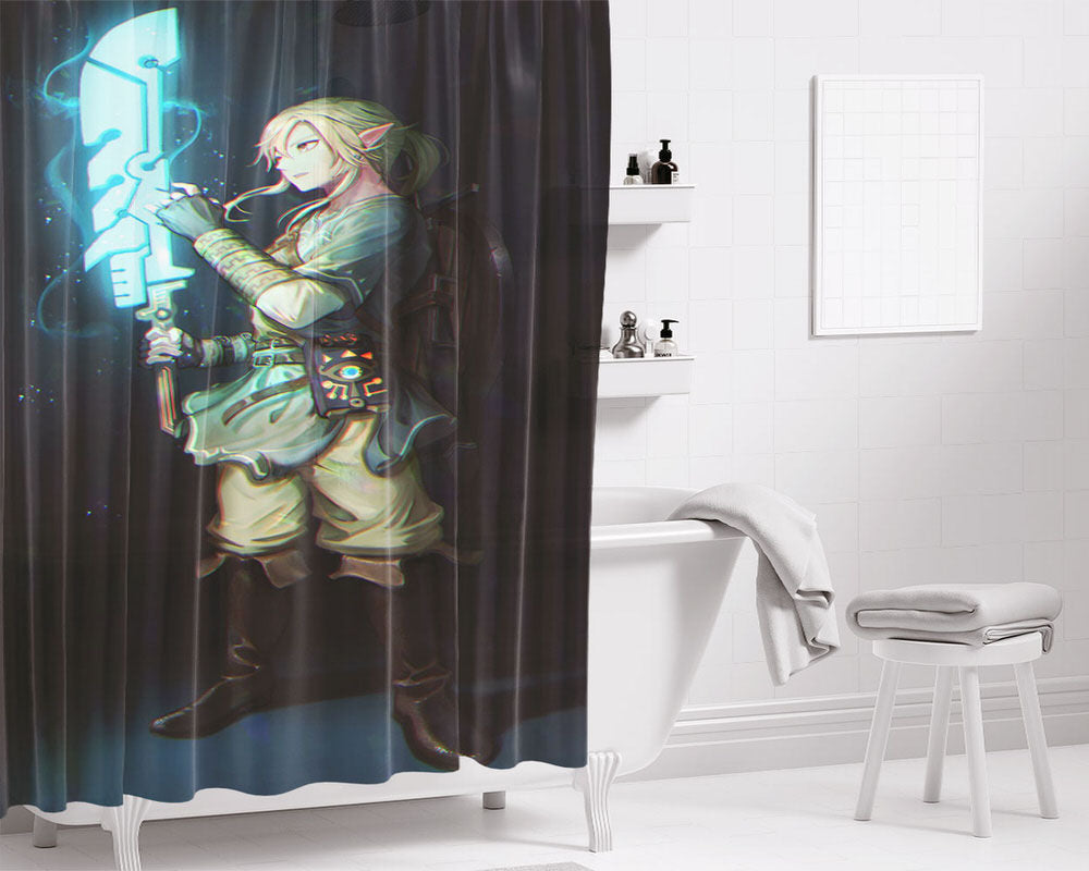 Link With A Guardian Sword Bathroom Shower Curtain Fabric Waterproof | 66 X 72 Inch