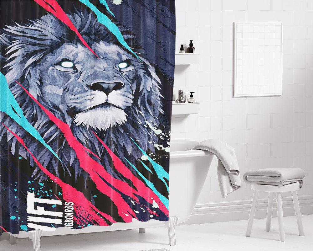 Lion Vift Art Bathroom Shower Curtain Fabric Waterproof | 66 X 72 Inch
