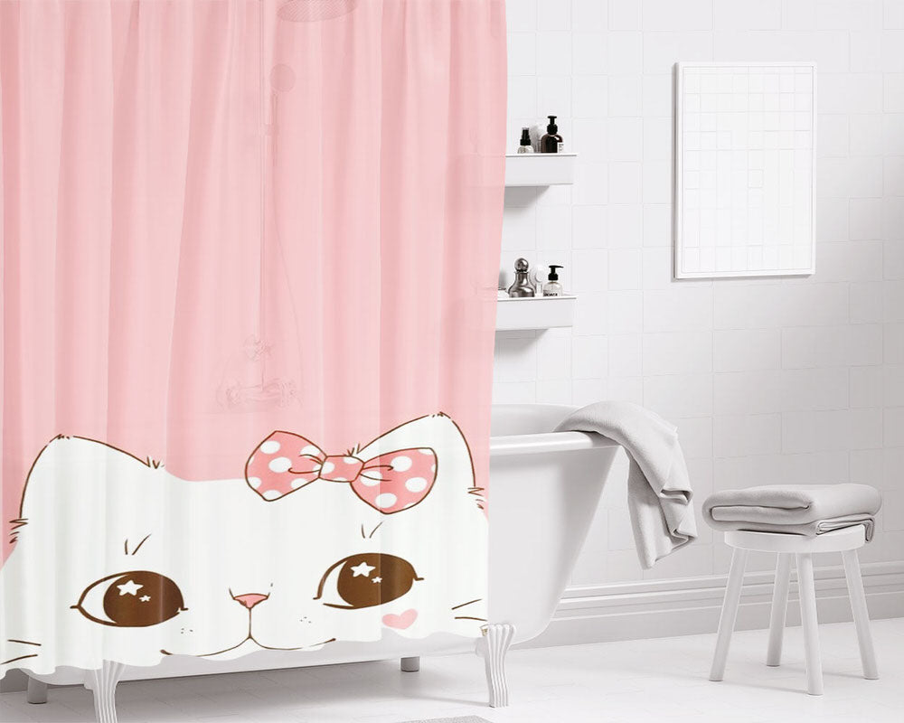 Litte Kitty Bathroom Shower Curtain Fabric Waterproof | 66 X 72 Inch
