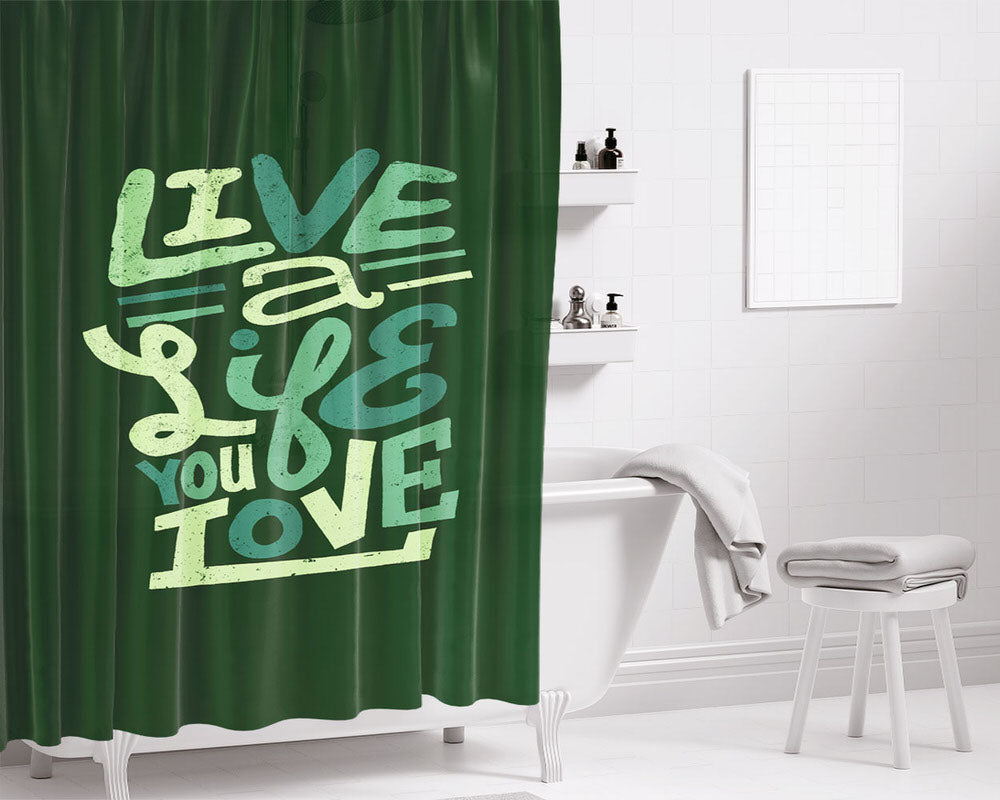 Live A Life Bathroom Shower Curtain Fabric Waterproof | 66 X 72 Inch