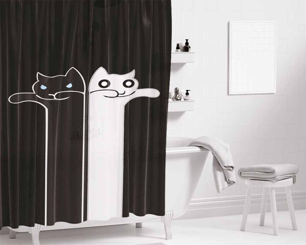 Longcats Bathroom Shower Curtain Fabric Waterproof | 66 X 72 Inch