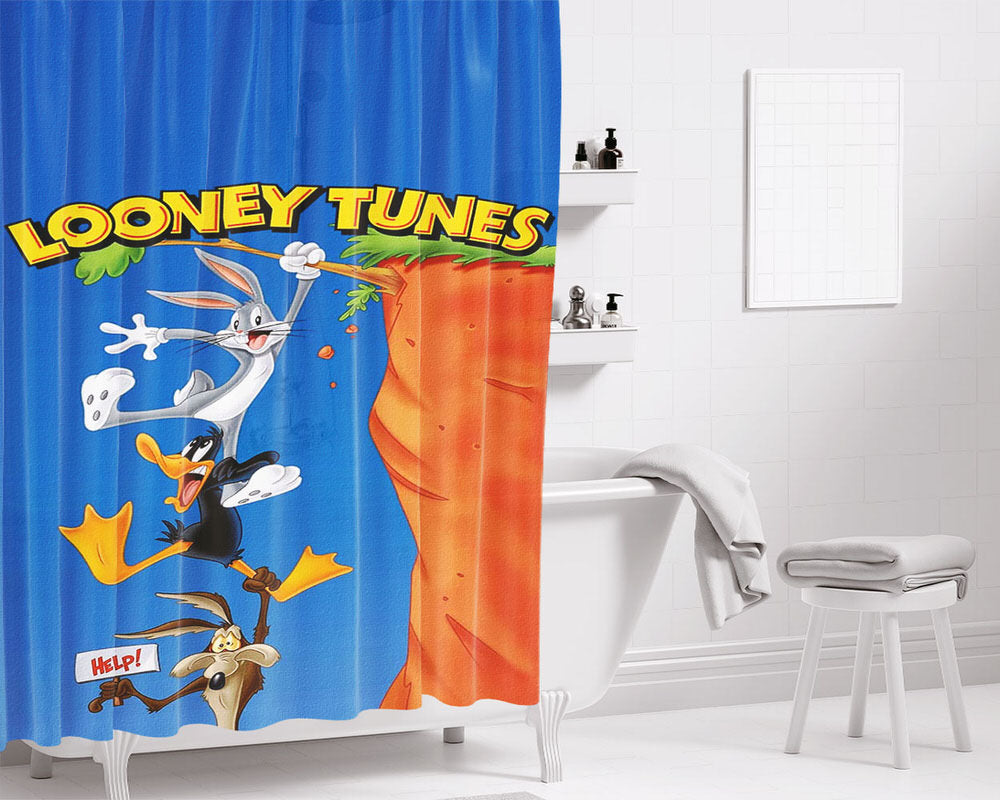 Looney Tnes Ravine Poster Bathroom Shower Curtain Fabric Waterproof | 66 X 72 Inch