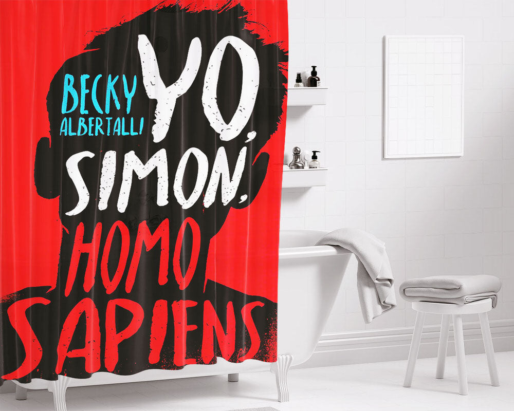 Love Simon Homo Sapiens Bathroom Shower Curtain Fabric Waterproof | 66 X 72 Inch