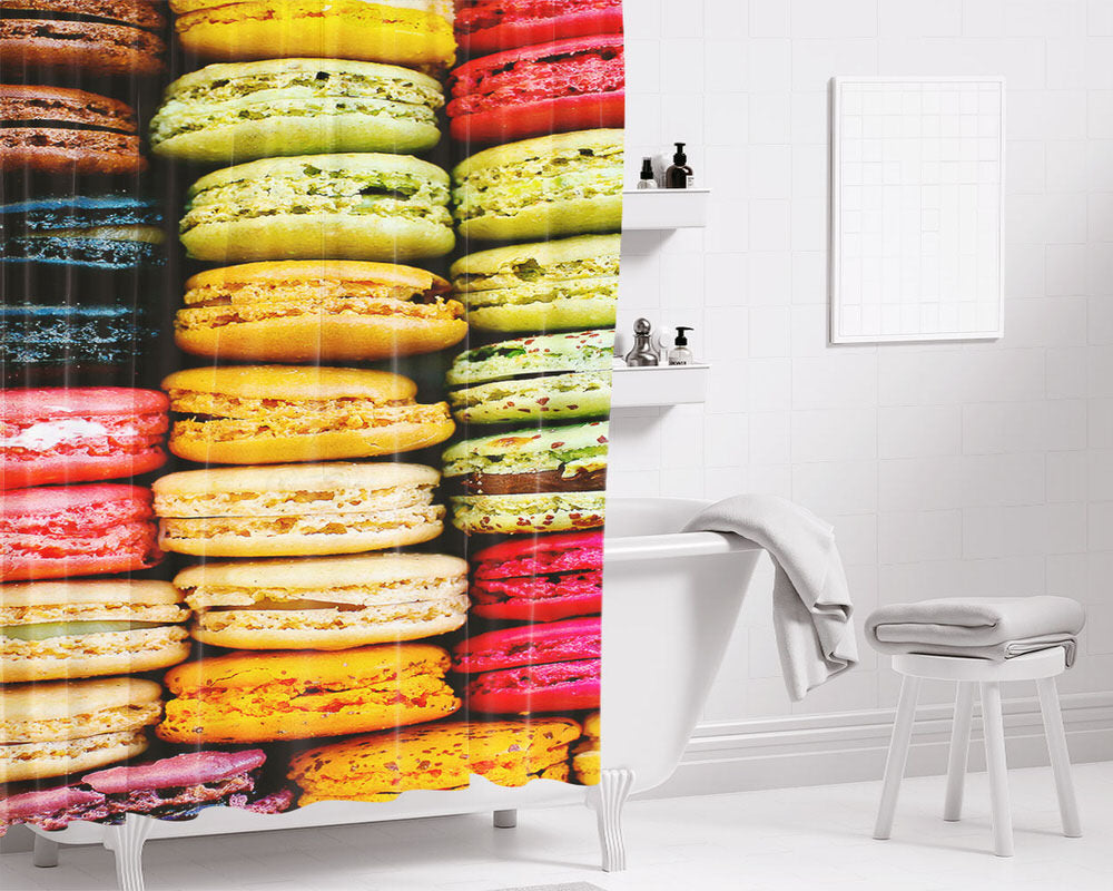 Macarons Bathroom Shower Curtain Fabric Waterproof | 66 X 72 Inch
