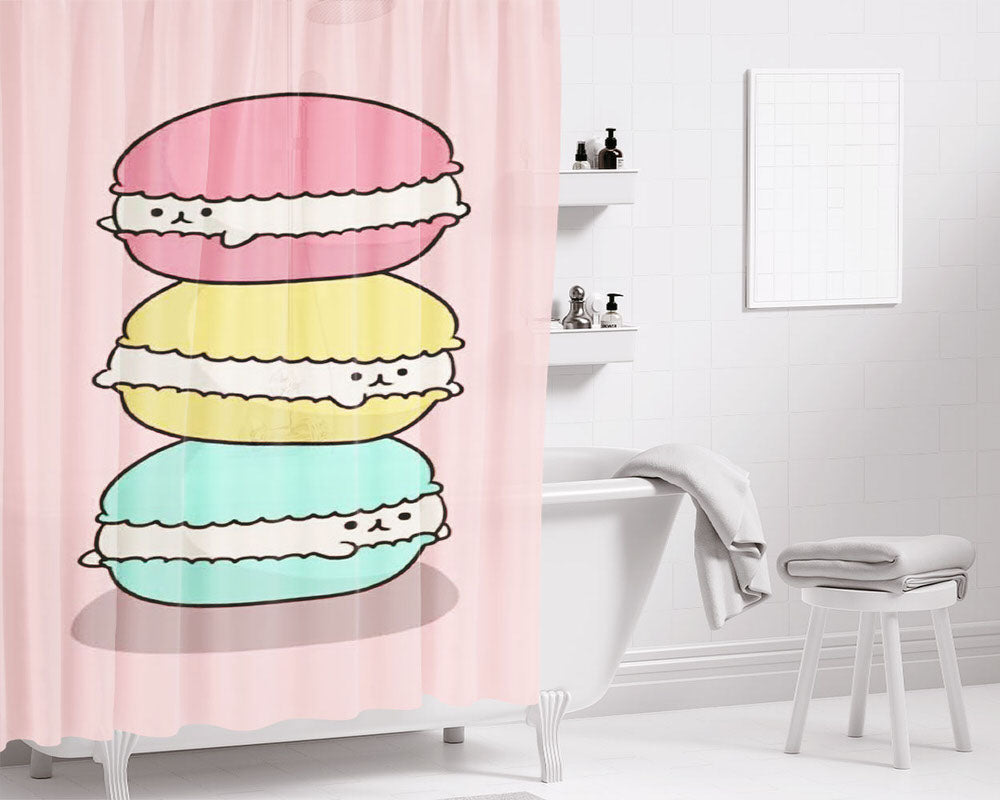 Macaroon Bathroom Shower Curtain Fabric Waterproof | 66 X 72 Inch