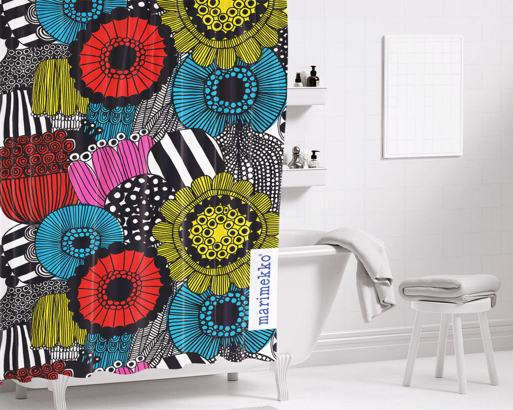 Marimekko Siirtolapuutarha Flower Bathroom Shower Curtain Fabric Waterproof | 66 X 72 Inch