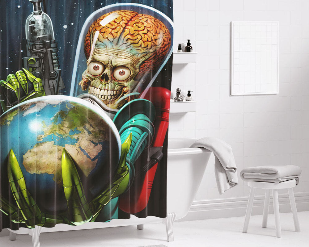 Mars Attack Cover Bathroom Shower Curtain Fabric Waterproof | 66 X 72 Inch