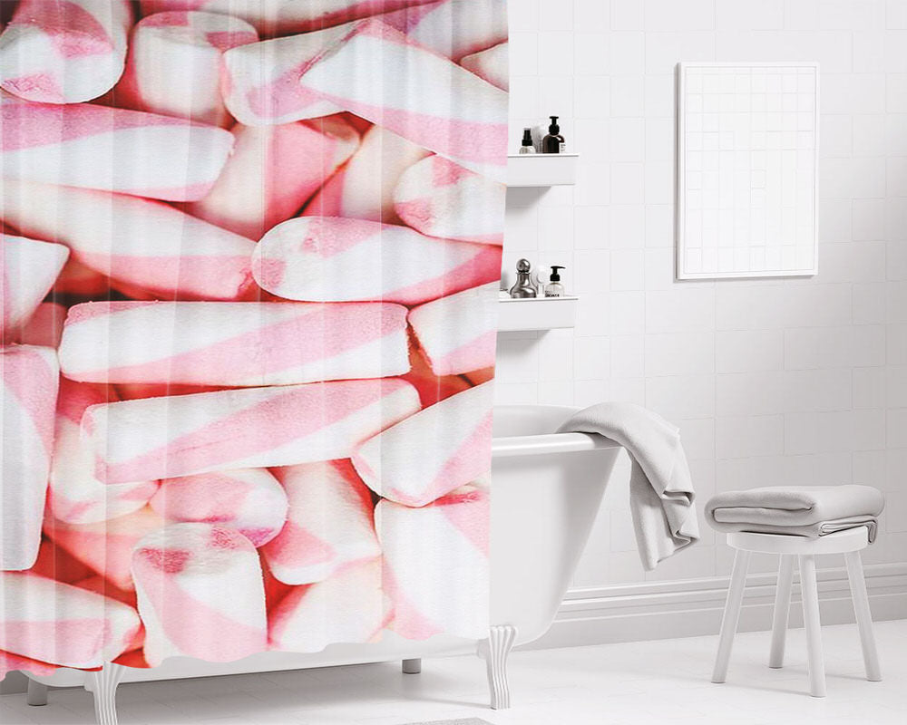 Marshmallow Photography Wallpaper Bathroom Shower Curtain Fabric Waterproof | 66 X 72 Inch