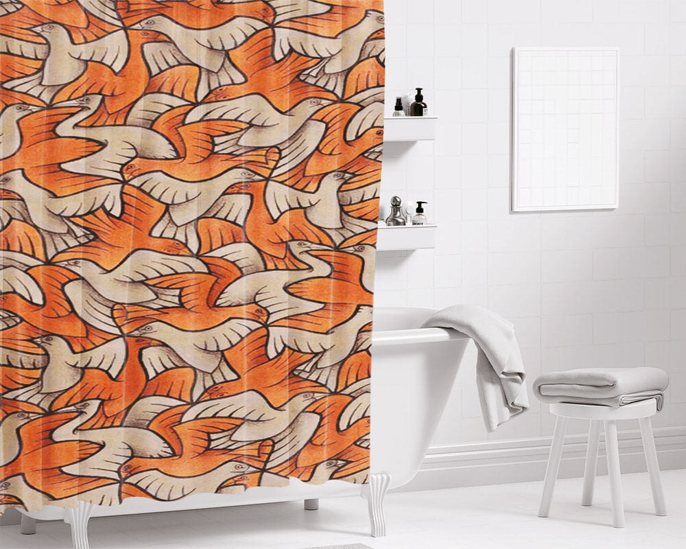 Maurits Cornelis Escher Bird Bathroom Shower Curtain Fabric Waterproof | 66 X 72 Inch