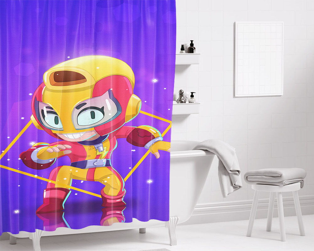 Max Brawl Stars Canvas Bathroom Shower Curtain Fabric Waterproof | 66 X 72 Inch