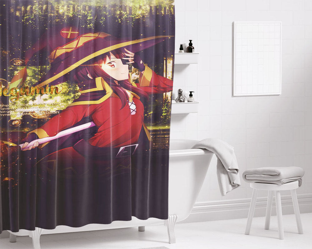 Megumin Kono Subarashii Sekai Ni Shukufuku Wo Bathroom Shower Curtain Fabric Waterproof | 66 X 72 Inch