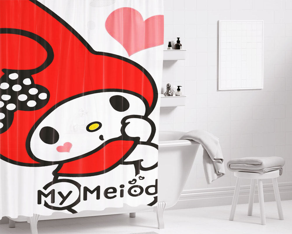 Melody My Meiod Kitty Bathroom Shower Curtain Fabric Waterproof | 66 X 72 Inch