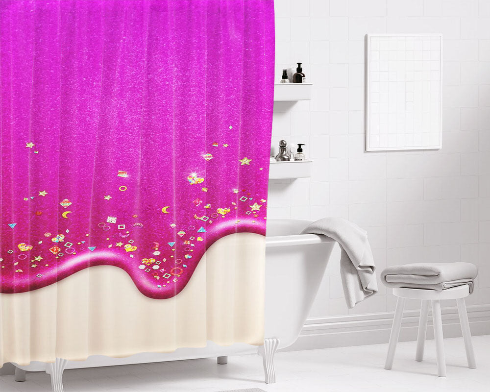 Melted Glitter Bathroom Shower Curtain Fabric Waterproof | 66 X 72 Inch