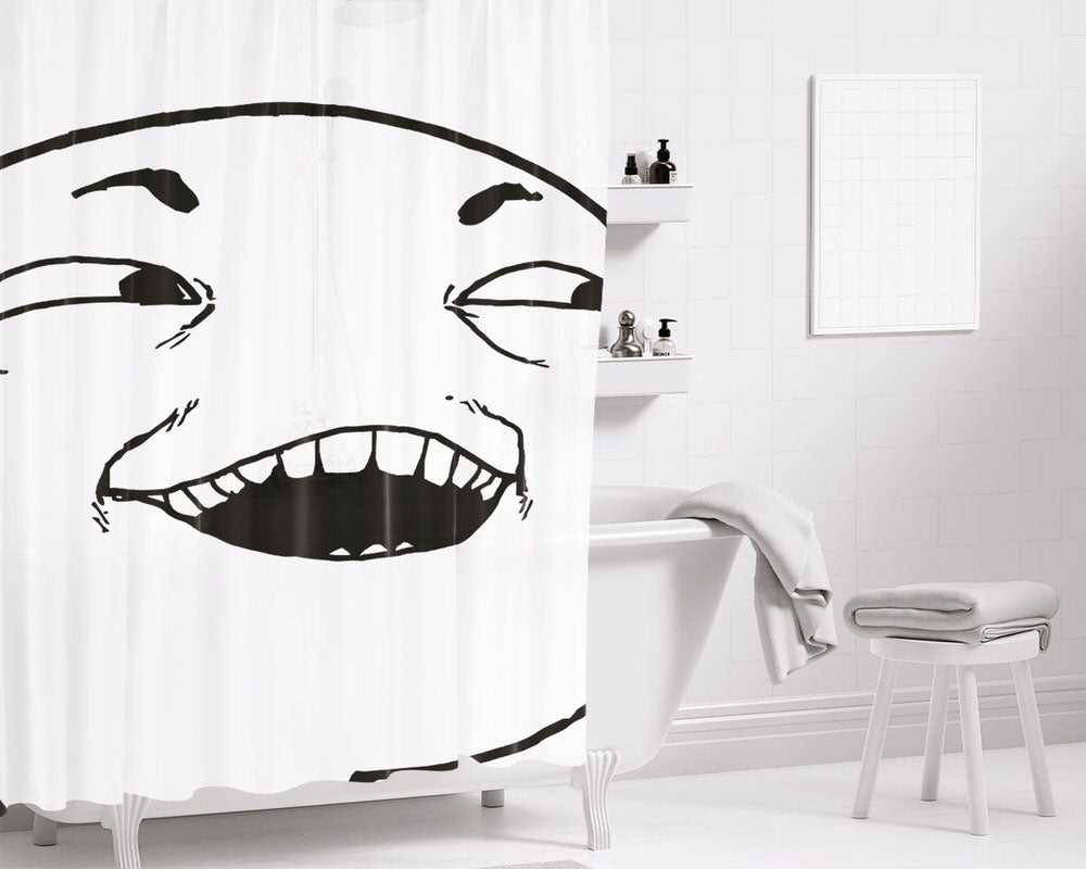 Meme Art Happy Bathroom Shower Curtain Fabric Waterproof | 66 X 72 Inch