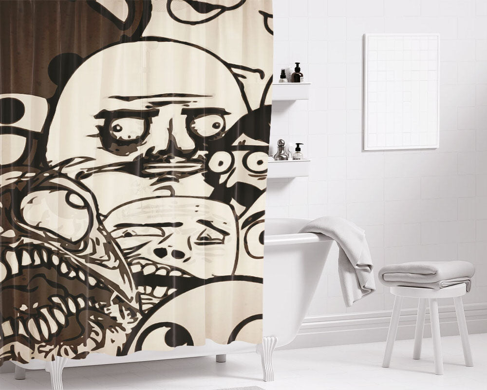 Meme Wallpaper Bathroom Shower Curtain Fabric Waterproof | 66 X 72 Inch