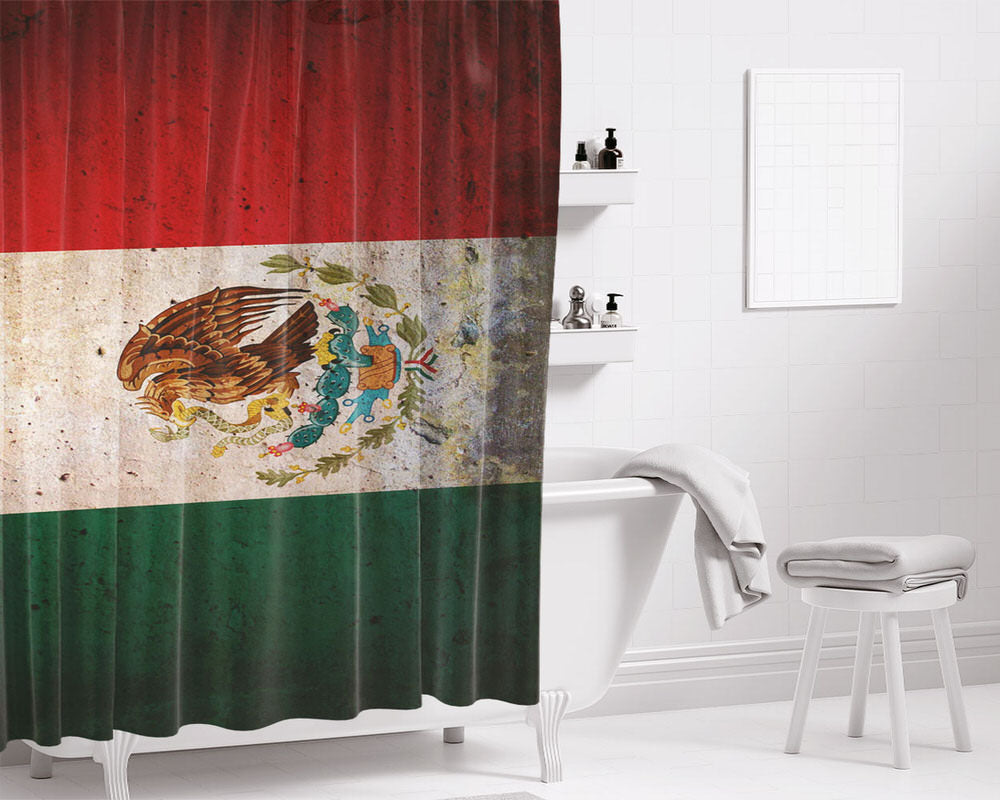 Mexian Flag Bathroom Shower Curtain Fabric Waterproof | 66 X 72 Inch