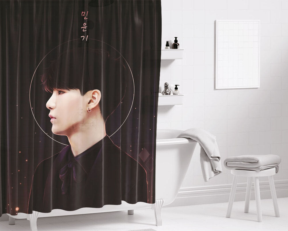 Min Yoongi Bathroom Shower Curtain Fabric Waterproof | 66 X 72 Inch