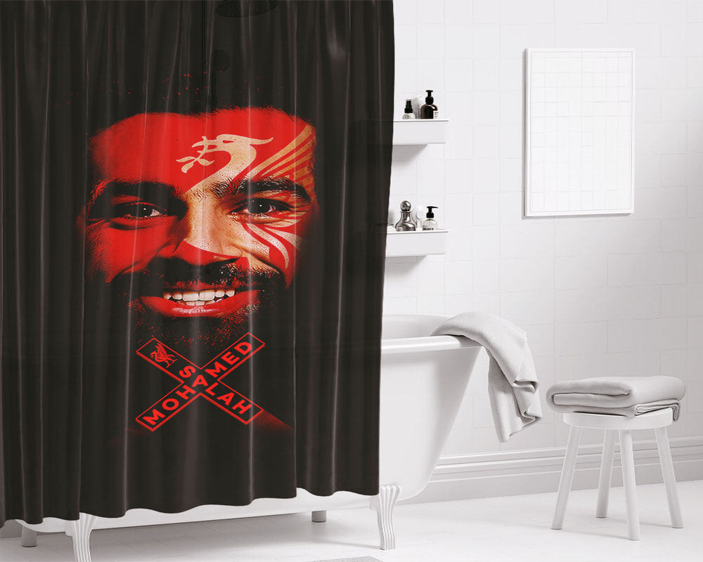 Mohamed Salah Red Bathroom Shower Curtain Fabric Waterproof | 66 X 72 Inch