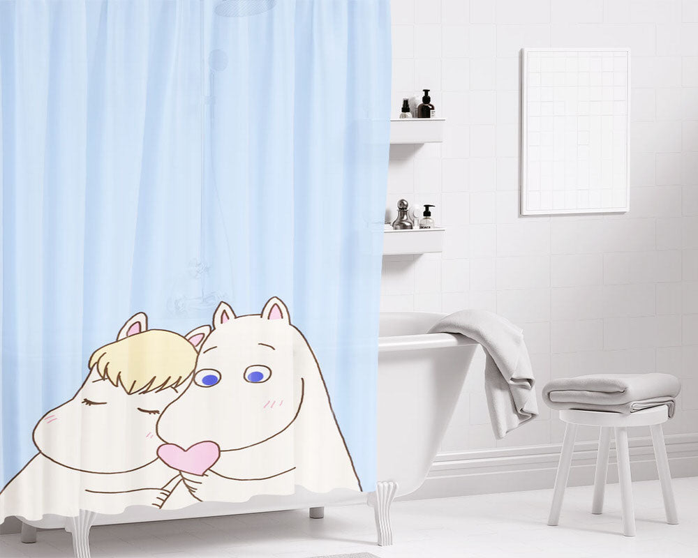 Moomin Comic Bathroom Shower Curtain Fabric Waterproof | 66 X 72 Inch