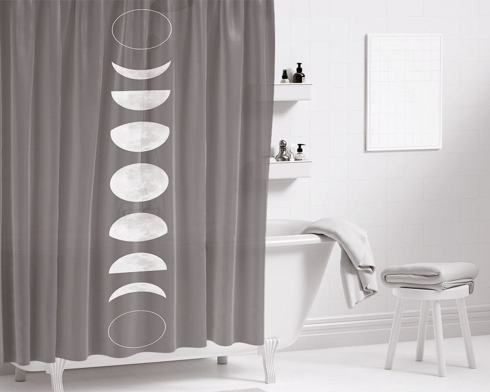 Moon Phases Art Bathroom Shower Curtain Fabric Waterproof | 66 X 72 Inch