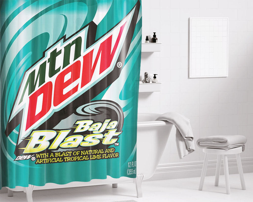 Mountain Dew Baja Blast Bathroom Shower Curtain Fabric Waterproof | 66 X 72 Inch