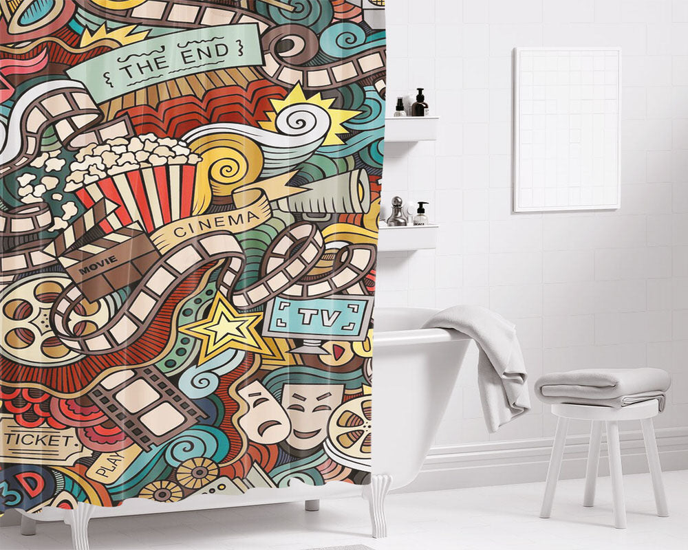 Movie Wallpaper Bathroom Shower Curtain Fabric Waterproof | 66 X 72 Inch